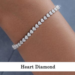Heart Cut Lab Grown Diamond Tennis Bracelet / EF-VS Diamond Stacking Bracelet / CVD Diamond Anniversary Bracelet / Love Bracelet For Her