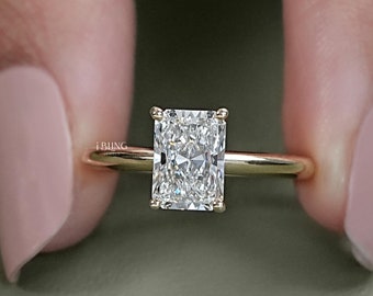 Strahlender Diamant Solitär Verlobungsring / Labor gewachsener Diamant Vier-Zacken-Ring / CVD Diamant Jubiläumsring / Vorschlagsring für Sie