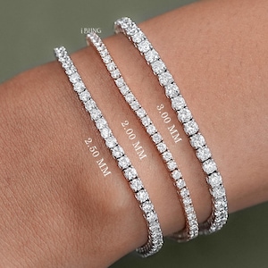 Round Cut Lab Diamond Tennis Bracelet / Four Prong Set CVD Diamond Wedding Bracelet / Conflict Free Diamond Anniversary Bracelet