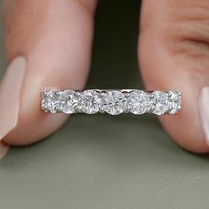 Round Cut Lab Grown Diamond Half Eternity Band / Prong Set Eco Friendly Diamond Wedding Band / EF-VS Diamond Anniversary Gift For Her