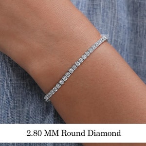 Round Cut Lab Grown Diamond Bracelet / 2.80 MM Round Cut Diamond Tennis Bracelet / Women&#39;s Wedding Bracelet / Eco-Friendly Diamond Bracelet