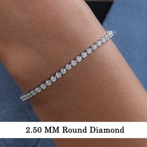 Lab Grown Diamond Tennis Bracelet / 2.50 MM Round Diamond Wedding Bracelet / Diamond Bridal Bracelet For Women/ 14K Solid Gold Bracelet
