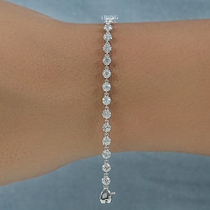 Old European Round Cut Lab-Grown Diamond Tennis Bracelet/ CVD Diamond Bracelet For Women/ 14K Solid Gold Wedding Bracelet/ Bridesmaid Gift
