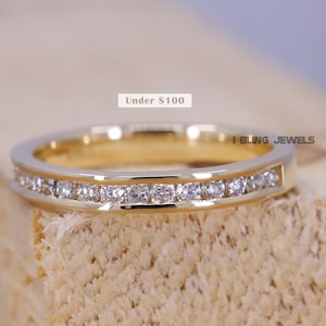 Moissanite Round Eternity Wedding Band For Her/ Channel Set Moissanite Ring/ Matching Engagement Band/ Full Eternity Anniversary Band