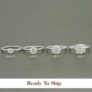 Round Moissanite Solitaire Engagement Ring / Colorless Moissanite Promise Ring For Her / Claw Prong Set Women's Ring / Ready To Ship
