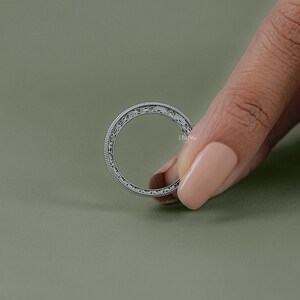 French Cut Baguette Lab Grown Diamond Unisex Wedding Band/ CVD Diamond Milgrain Set Band/ Filigree Set Diamond Engagement Band/ Gift For Him