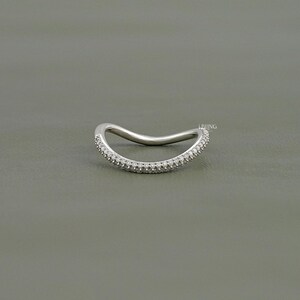 Round Cut Lab Grown Diamond Curved Wedding Band/ CVD Diamond Pave Set Band/ 14K Solid Gold Half Eternity Stacking Band/ Bridal Gift For Her