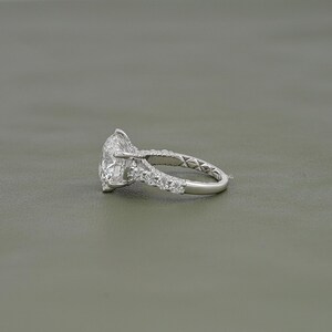 Round Cut Lab Diamond Solitaire Accent Engagement Ring / 8 CT Man Made Diamond Pave Set Wedding Ring / Statement Ring For Anniversary Gift