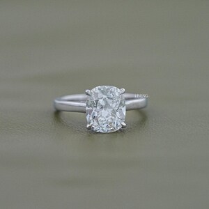 Old Mine Cushion Lab Diamond Solitaire Ring / 0.50 To 3.00 CT Square OMC Old Mine Diamond Ring / Claw Prong Set CVD Diamond Ring For Her