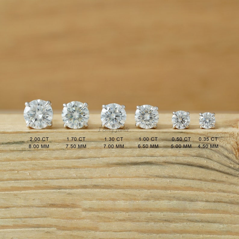 Moissanite Men's Stud / 14K Solid White Gold Diamond Stud Earrings / Solitaire Diamond Screw Back Earrings / Anniversary Gift For Husband