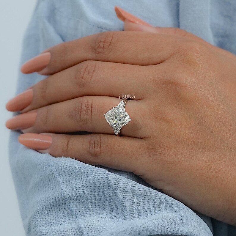 Oval Cut Lab Grown Diamond Seven Stone Engagement Ring / Pear Cut Eco Friendly Diamond Solitaire Wedding Ring / Anniversary Gift For Her