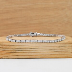 Round Cut Lab Grown Diamond Bracelet / 2.80 MM Round Cut Diamond Tennis Bracelet / Women's Wedding Bracelet / Eco-Friendly Diamond Bracelet