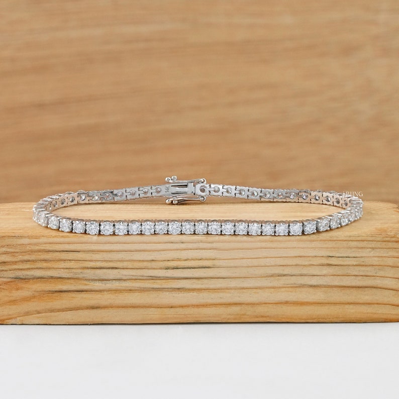 Round Cut Lab Grown Diamond Bracelet / 2.80 MM Round Cut Diamond Tennis Bracelet / Women's Wedding Bracelet / Eco-Friendly Diamond Bracelet