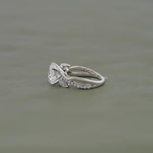 Round Cut Lab Grown Diamond Twisted Shank Solitaire Engagement Ring / Man Made Diamond Accent Wedding Ring / Anniversary Gift For Her