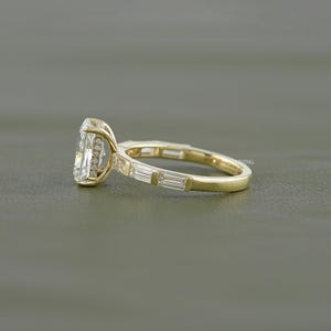 Radiant Cut Lab Diamond Engagement Ring/ Baguette Cut CVD Diamond Wedding Ring/Eco-Friendly Diamond Solitaire With Accent Ring/ Bridal Gift