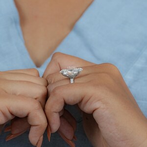 Oval Cut Lab Diamond Solitaire Wedding Ring / 10.00 CT IGI Certified CVD Diamond Fishtail Set Engagement Ring / Maid Of Honor Gift For Her