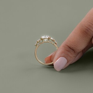1.50 CT Pear Cut CVD Diamond Anniversary Ring / Side Diamond Round Cut Five Stone Engagement Ring / Conflict Free Diamond Proposal Ring