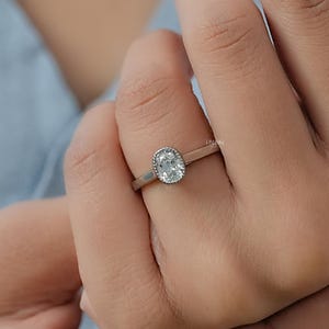Old Mine Cushion Cut Lab Grown Diamond Engagement Ring/ CVD Diamond Solitaire Wedding Ring/ Milgrain Bezel Set Ring/ Birthday Gift For Her