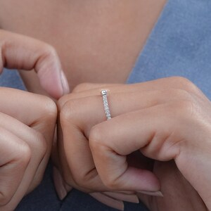 Half Round Shape Curved Accent Ring  Round Diamond Arch Ring  10K Solid Gold Engagement Ring  Conflict Free Diamond Anniversary Ring