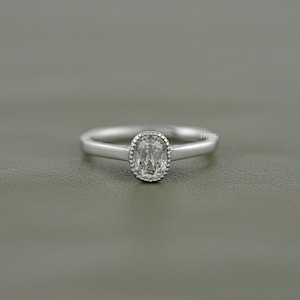 Old Mine Cushion Cut Lab Grown Diamond Engagement Ring/ CVD Diamond Solitaire Wedding Ring/ Milgrain Bezel Set Ring/ Birthday Gift For Her