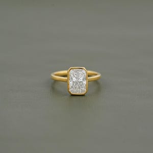 0.50 To 3.00 CT Radiant Cut Lab Diamond Solitaire Engagement Ring / EF-VS Diamond Bezel Set Wedding Ring / Personalized Jewelry Gift For Her
