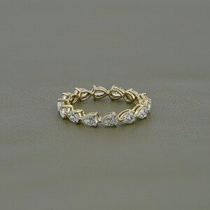 Eco-Friendly Pear-Cut Diamond Full Eternity Band/ 14K Solid Gold CVD Diamond Anniversary Band/ East-West Set Wedding Band/ Gift For Her