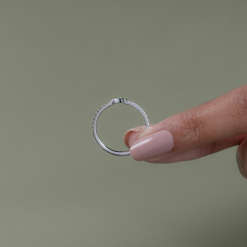 Half Round Shape Curved Accent Ring  Round Diamond Arch Ring  10K Solid Gold Engagement Ring  Conflict Free Diamond Anniversary Ring