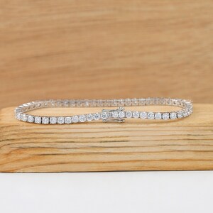 Round Cut Lab Grown Diamond Bracelet / 2.80 MM Round Cut Diamond Tennis Bracelet / Women's Wedding Bracelet / Eco-Friendly Diamond Bracelet