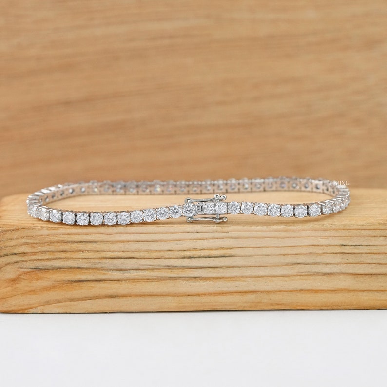 Round Cut Lab Grown Diamond Bracelet / 2.80 MM Round Cut Diamond Tennis Bracelet / Women's Wedding Bracelet / Eco-Friendly Diamond Bracelet