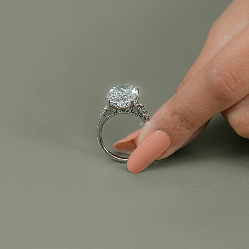 7.00 CT Oval Cut Lab Diamond Solitaire Engagement Ring / EF-VS Clarity Conflict Free Diamond Prong Set Wedding Ring / Anniversary Gift