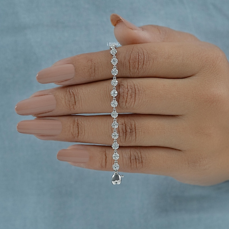 Old European Round Cut Lab-Grown Diamond Tennis Bracelet/ CVD Diamond Bracelet For Women/ 14K Solid Gold Wedding Bracelet/ Bridesmaid Gift