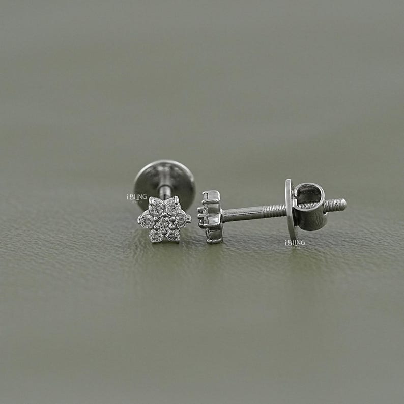 Round Cut Lab Grown Diamond Cluster Earrings/ Eco Friendly Diamond Stud Earrings/ Floral Style CVD Diamond Earrings/ Screw Back Earrings