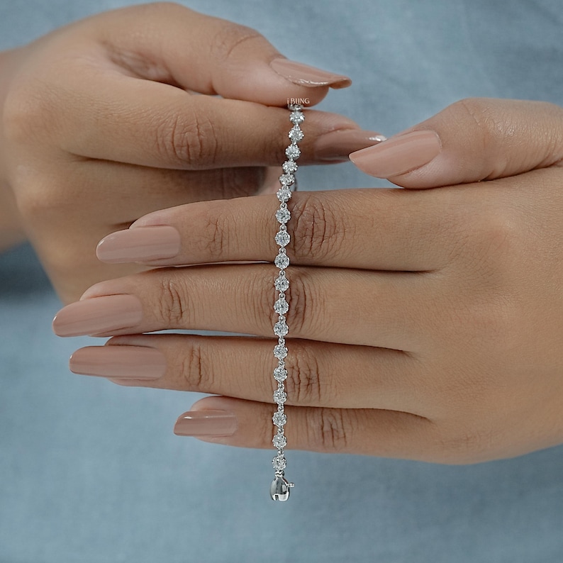 Old European Round Cut Lab-Grown Diamond Tennis Bracelet/ CVD Diamond Bracelet For Women/ 14K Solid Gold Wedding Bracelet/ Bridesmaid Gift