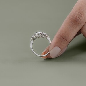 Oval Cut Lab Grown Diamond Five Stone Engagement Ring / EF-VS Diamond Stacking Ring / 14K Solid Gold Proposal Ring For Her / Bridesmaid Gift
