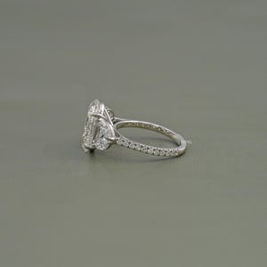 Oval Cut Lab Grown Diamond Split Shank Engagement Ring / Marquise Cut Side Diamond Prong Set Wedding Jewelry / Personalized Gift For Her