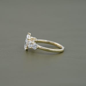 1.50 CT Pear Cut CVD Diamond Anniversary Ring / Side Diamond Round Cut Five Stone Engagement Ring / Conflict Free Diamond Proposal Ring