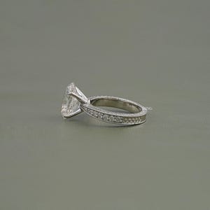 Oval Cut Lab Grown Diamond Solitaire Wedding Ring / Round Cut CVD Diamond Shared Prong Engagement Ring For Women / Anniversary Gift For Her