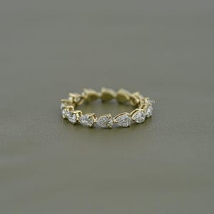 Eco-Friendly Pear-Cut Diamond Full Eternity Band/ 14K Solid Gold CVD Diamond Anniversary Band/ East-West Set Wedding Band/ Gift For Her