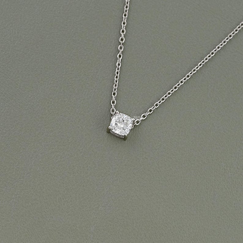 Square Cushion Lab Grown Diamond Pendant / Eco Friendly Diamond Solitaire Pendant / Conflict Free Diamond Minimalist Pendant For Bridal Gift