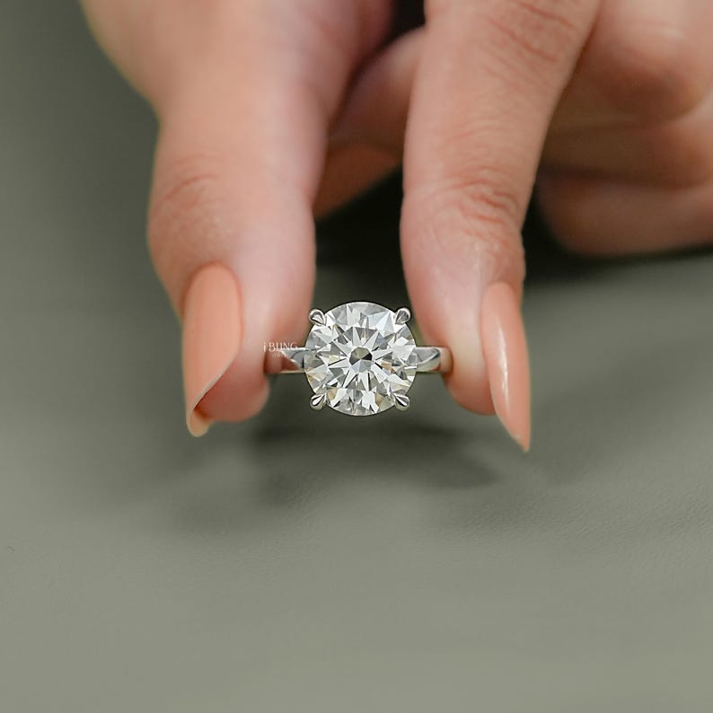 IGI Certified 6 CT Round Cut Handmade Diamond Euro Statement Ring / Round Shape Lab Diamond Engraving Engagement Ring / Wedding Gift For Her