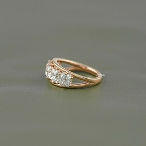 Old Mine Cushion Cut Lab-Made Diamond Half Eternity Wedding Band/ CVD Diamond Five-Stone Band/ 14K Solid Gold Split Shank Band/ Gift For Her
