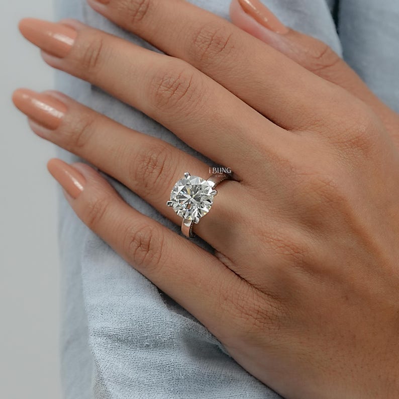 IGI Certified 6 CT Round Cut Handmade Diamond Euro Statement Ring / Round Shape Lab Diamond Engraving Engagement Ring / Wedding Gift For Her