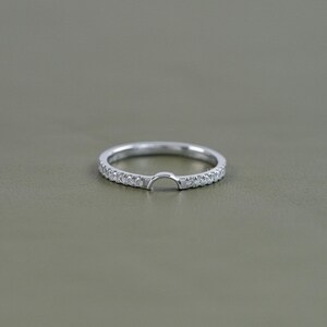 Half Round Shape Curved Accent Ring  Round Diamond Arch Ring  10K Solid Gold Engagement Ring  Conflict Free Diamond Anniversary Ring