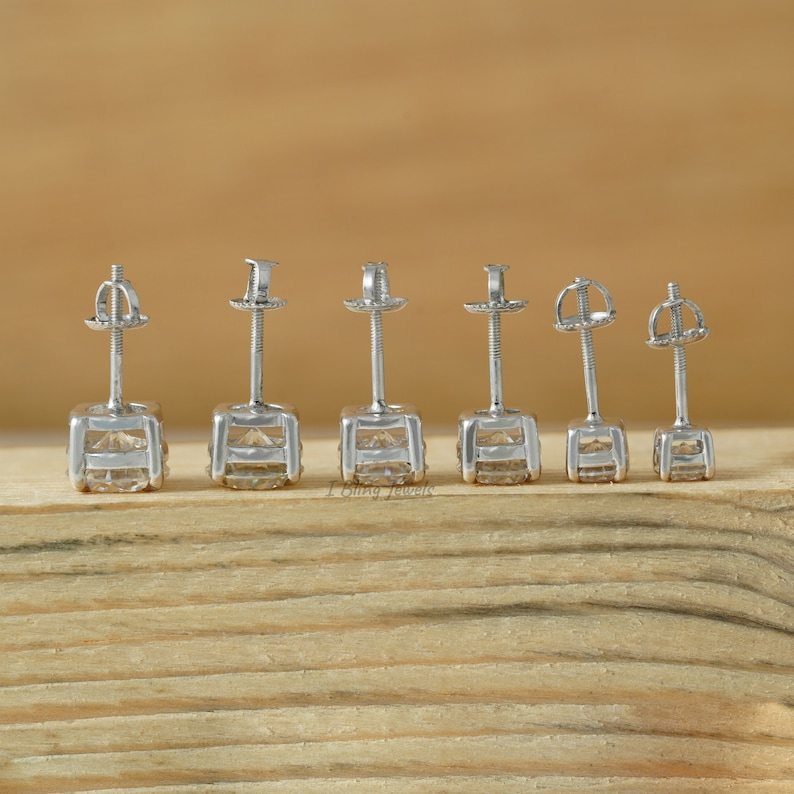 14K Solid Gold Diamond Stud Earrings / Moissanite Men's Stud / Solitaire Diamond Screw Back Earrings / Anniversary Gift For Husband