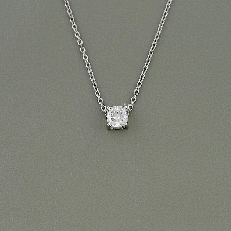 Square Cushion Lab Grown Diamond Pendant / Eco Friendly Diamond Solitaire Pendant / Conflict Free Diamond Minimalist Pendant For Bridal Gift