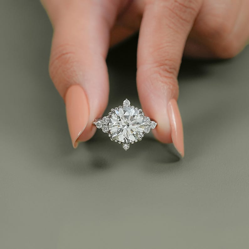 5.00 CT Round Cut Lab Grown Diamond Solitaire Engagement Ring / IGI Certified Man Made Diamond Wedding Ring / Maid Of Honor Gift For Her
