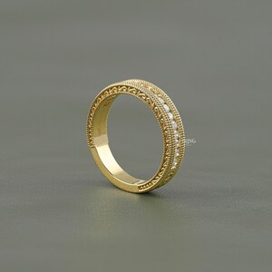 Round Cut Conflict Free Diamond Unisex Wedding Band/ Milgrain Set Half Eternity Band/ Lab Diamond Stackable Engagement Band/ Gift For Him