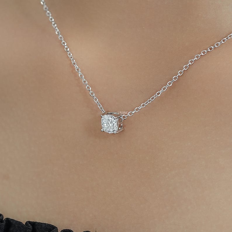 Square Cushion Lab Grown Diamond Pendant / Eco Friendly Diamond Solitaire Pendant / Conflict Free Diamond Minimalist Pendant For Bridal Gift