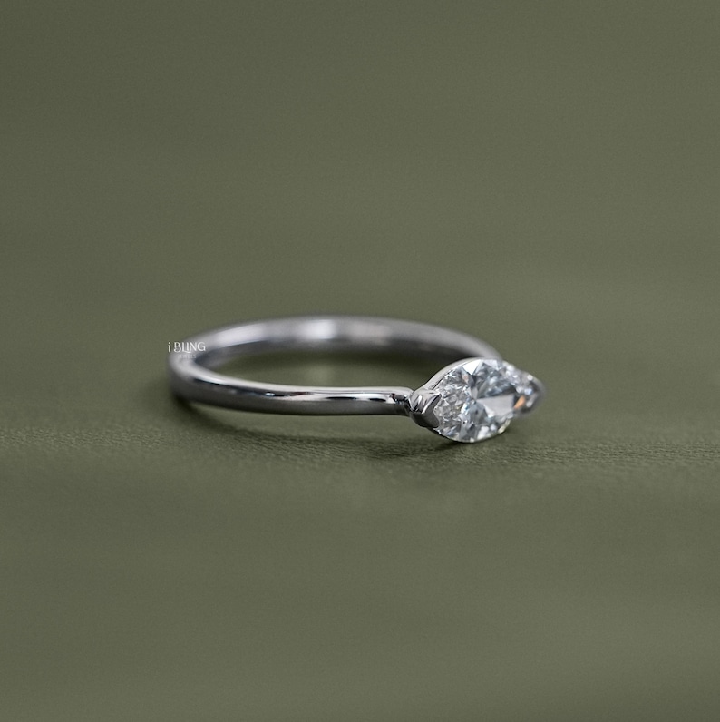 East West Marquise Cut CVD Diamond Solitaire Engagement Ring / Lab ...