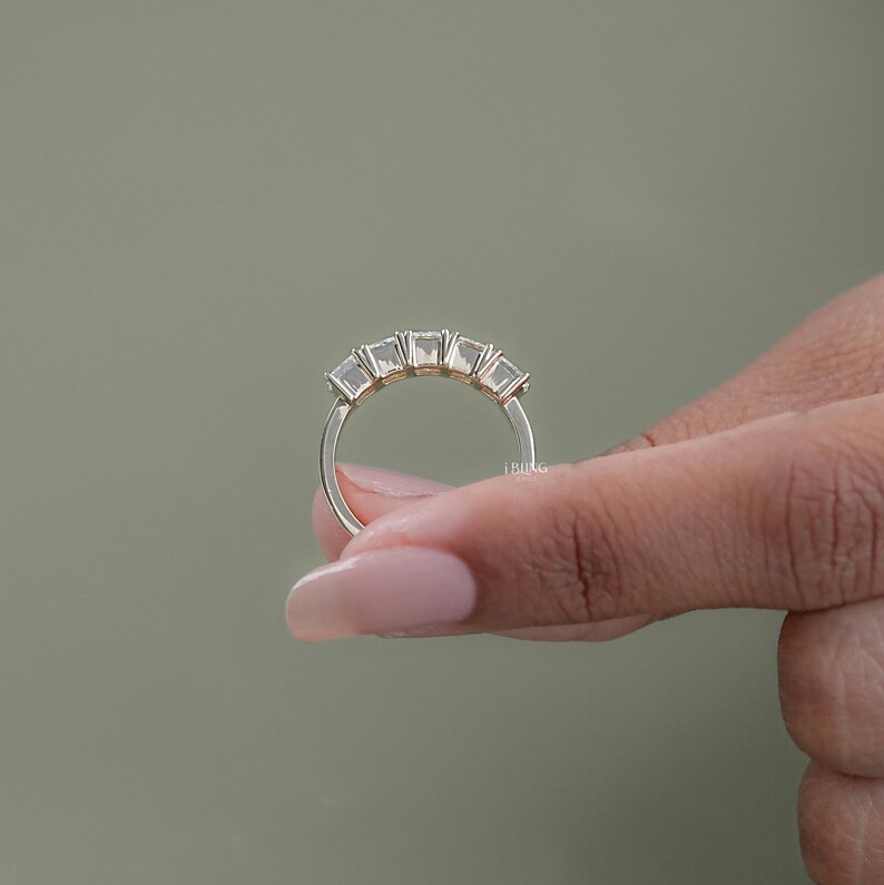 Princess Cut CVD Diamond Five Stone Ring / EF-VS Lab Wedding Ring / Anniversary Ring For Wife / Hand Made Diamond Proposal Ring